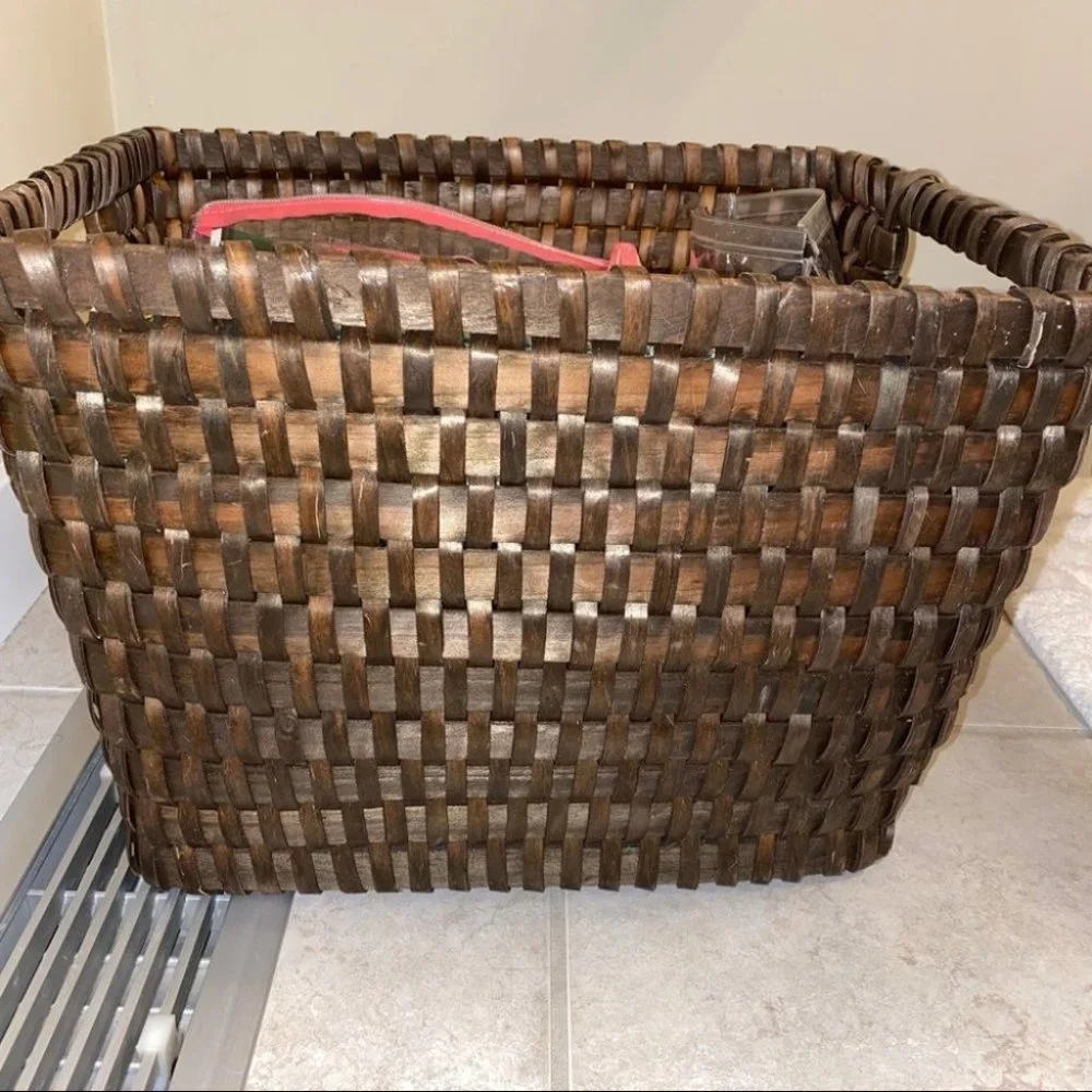 Woven Brown‎ Storage Bin Container Wood Like
